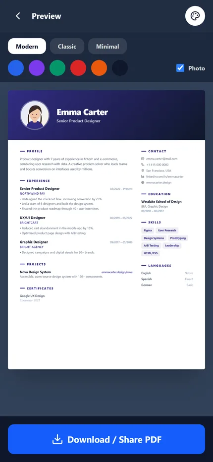 CV preview