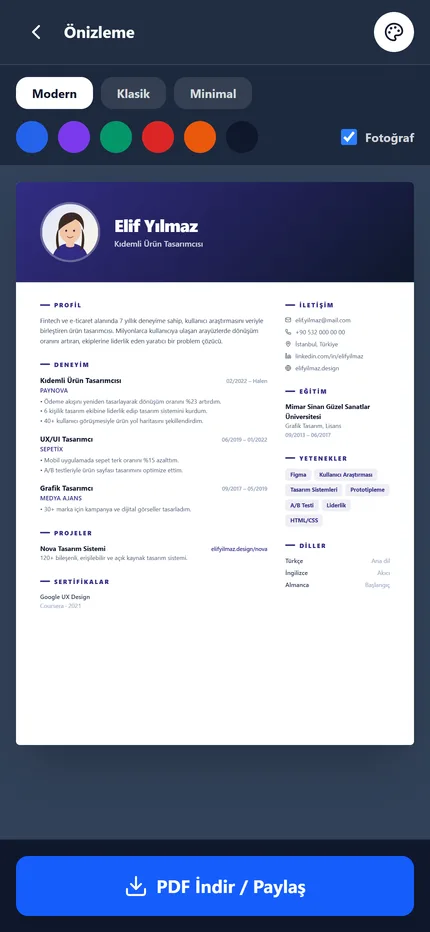 CV önizleme