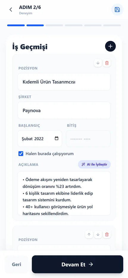 AI ile deneyim